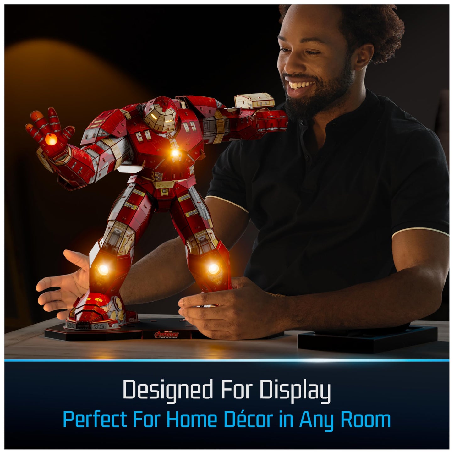 4D Build Marvel Hulkbuster 3D Model Kit with LED Lights Innovation Series Marvel Collectibles & Desk D?cor mature-themed Puzzle Building Toys 3D Puzzles for mature-themeds & Teens 348 Pieces for Ages 12 & Up
