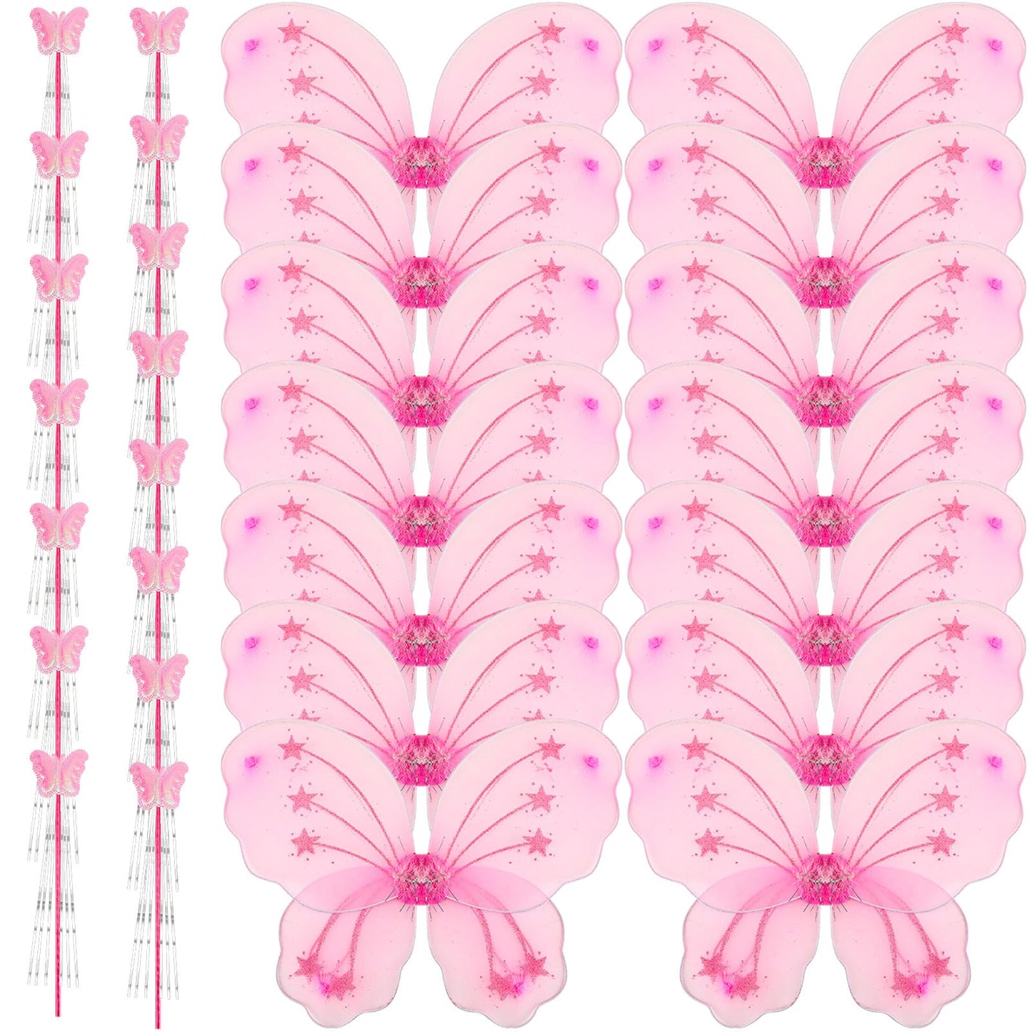 Chivao 15 Set Princess Fairy Wings Set 15 Pcs Butterfly Wings For Girls Butterfly Angel Wings 15 Pcs Fairy Wands Butterfly Costu