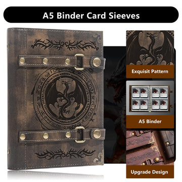 DDFE 4 Pocket Card Binder for 240 Cards enhanced Trading Card Binder Portable Card Collection Binder Collector Card Album Card Folder For MTG CG Sports Cards Game Cards(x3-Dragon Totem-Khaki)