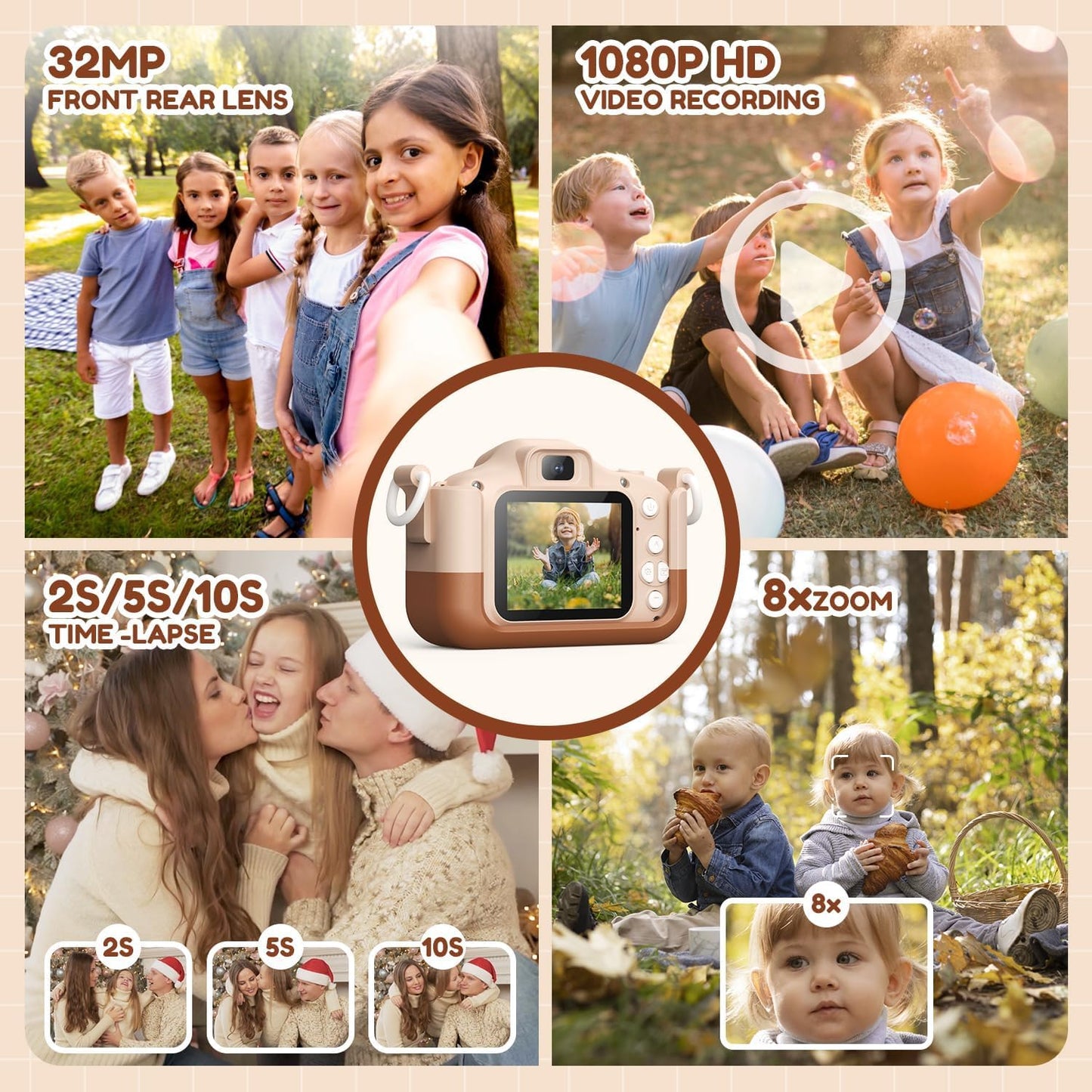 Kids Camera for 3-12 Year Olds | HD Dual Lens Camera with 32GB Memory Card, 2 Shockproof Silicone Cases, Educational Games, MP3