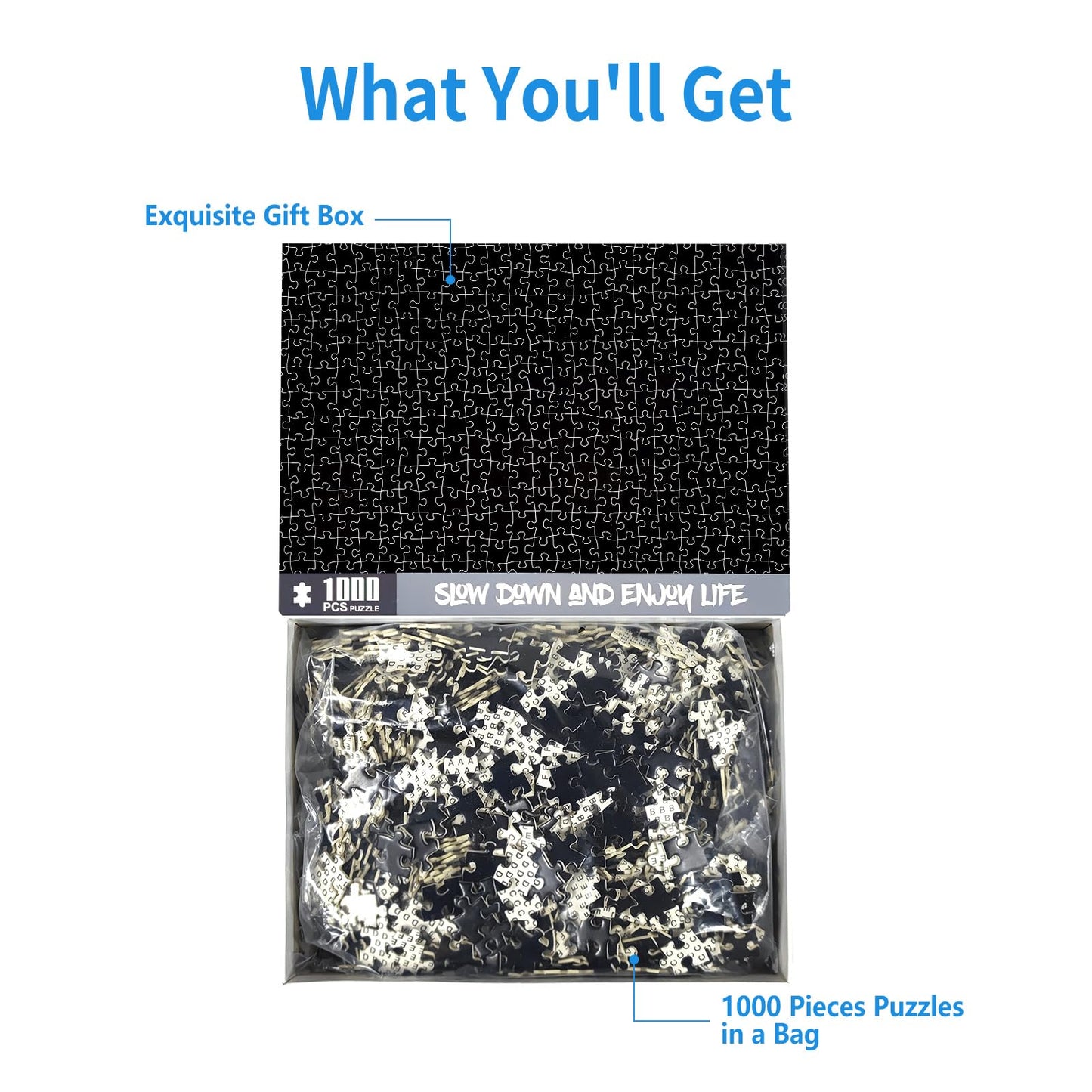 1000 Piece Black Jigsaw Puzzle - Adults, Hell Difficulty