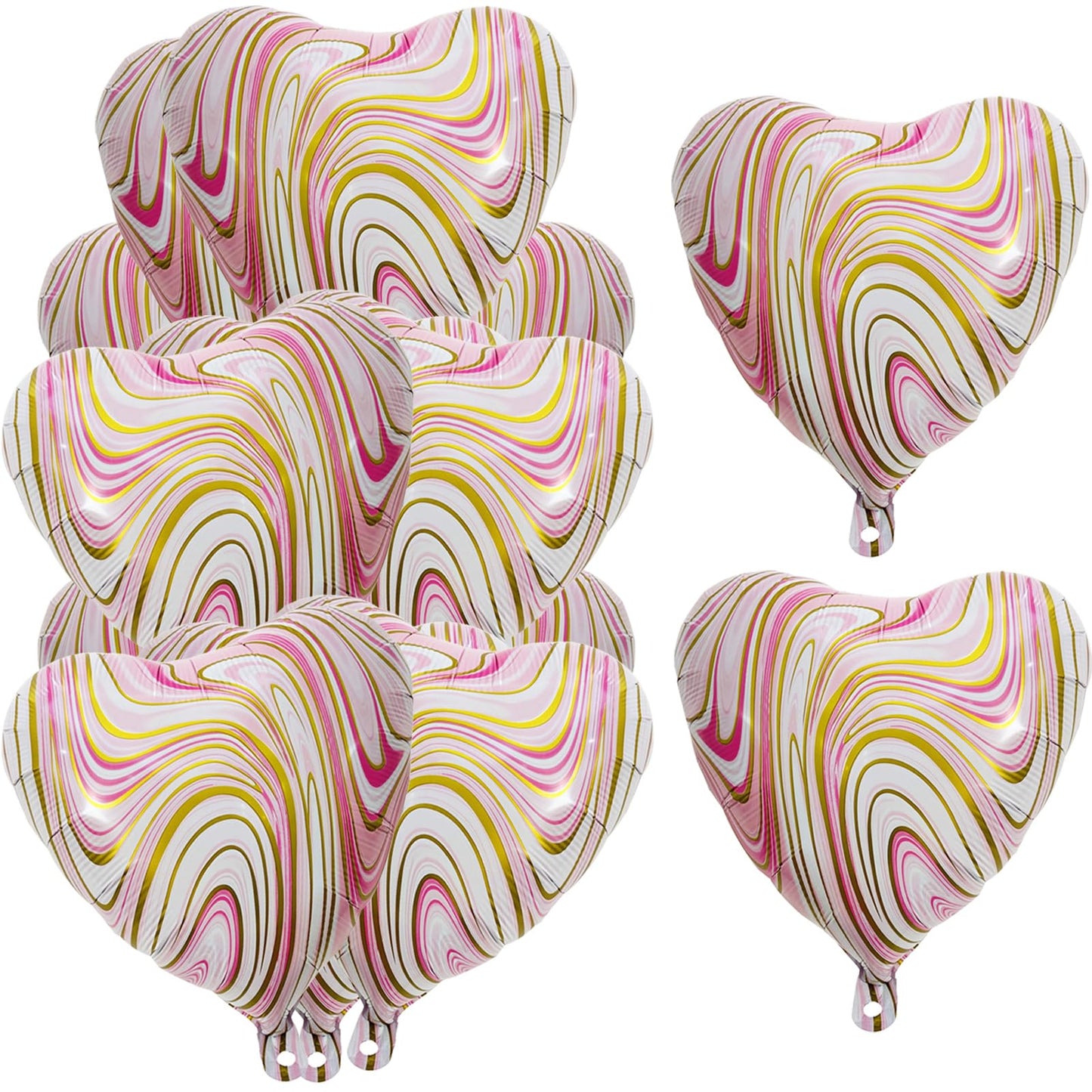 25 Pcs Marble Pink Heart Balloons 18In Foil Heart Shaped 18 Inch Balloons Helium Mylar Balloons Foil Balloon Decoration For Wome