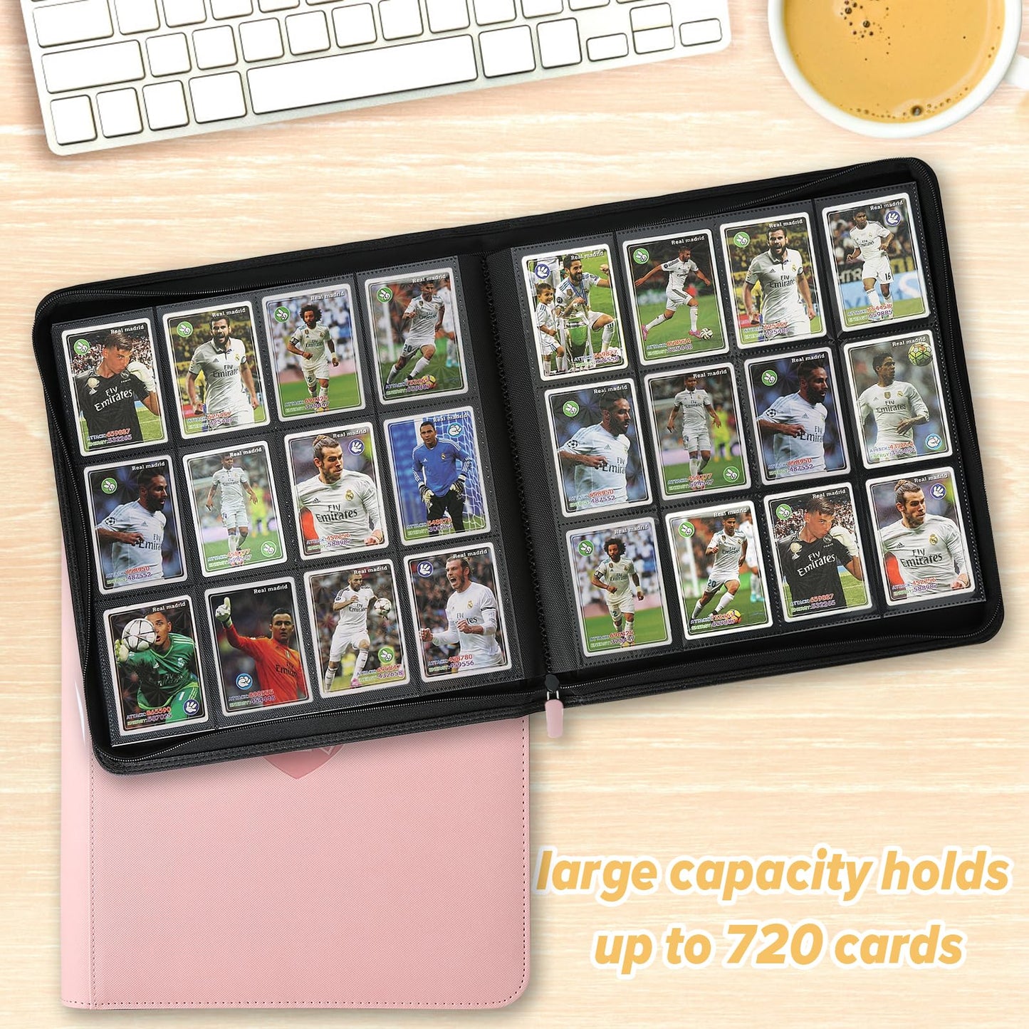 Trading Card Binder 12 Pocket GERMUN PU Cover Card Binder for 720 Cards enhanced Trading Card Holder Folders Double Sided Pocket Card Album for MTG TCG (Pink)