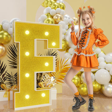 Imprsv Marquee Letters Gold 3Ft: Golden Party Decor - Light Up Letter F Large 3 Feet Tall - Party Decorations Letter For Birthda