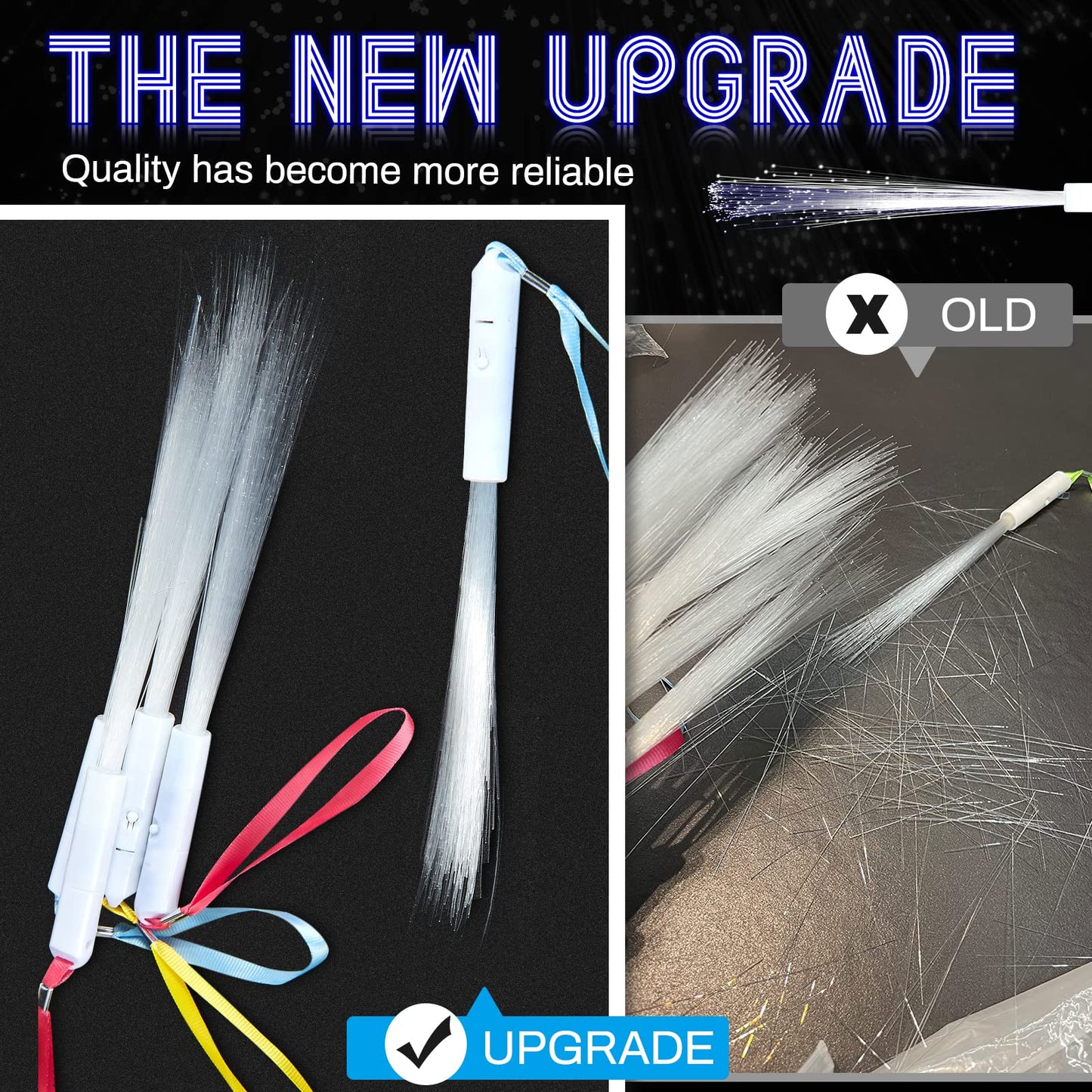 White Fiber Optic Wands Glow Sticks Led Light Up Wedding Wand With 3 Light Modes Long Flashing Sparklers For Birthday Wedding Bridal Shower Glow In The Dark Party Favors Supplies (24 Pieces)
