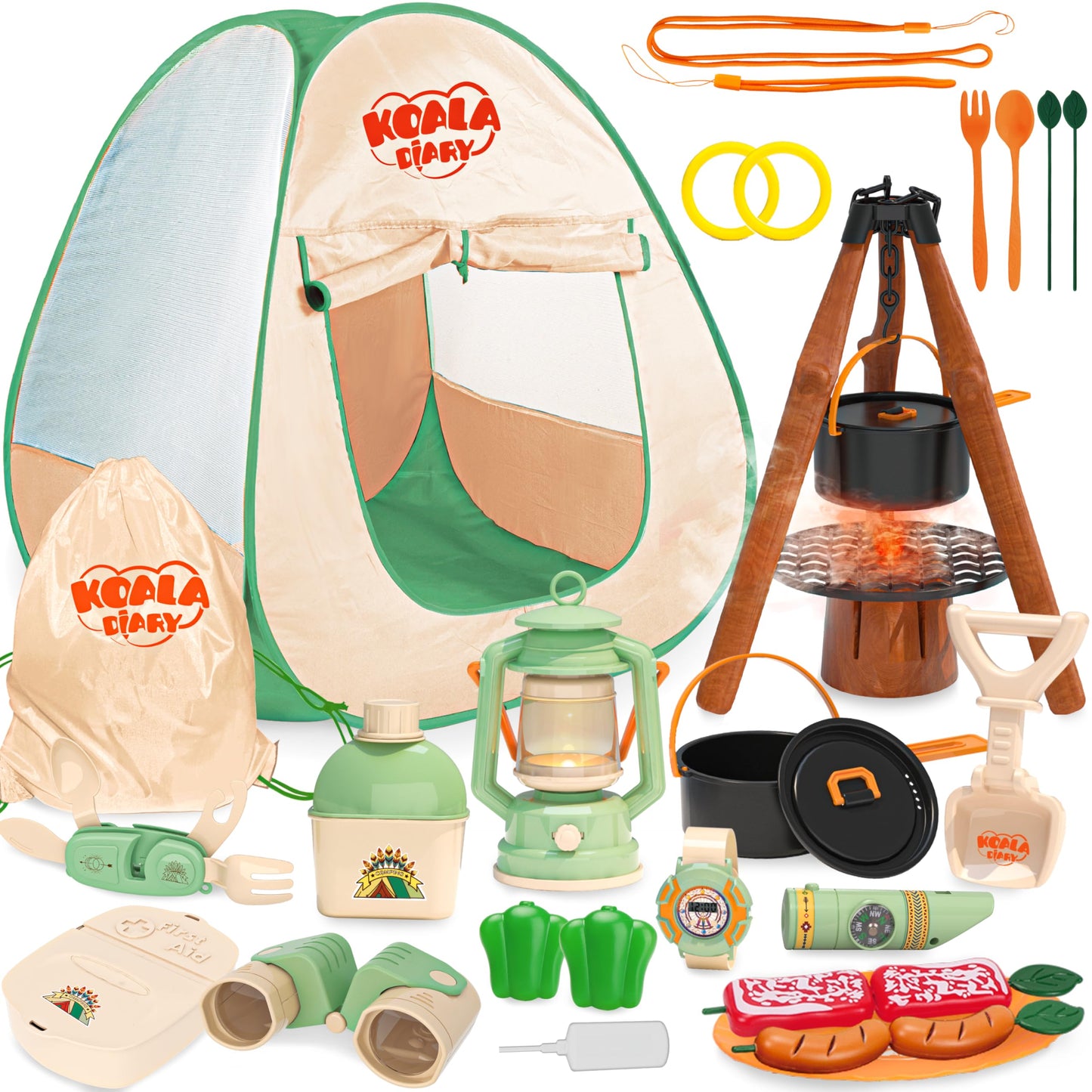 Kids Camping Set, Smilesskiddo 41 Pcs Pretend Camping Set For Kids 3-5 With Pop Up Tent - Indoor And Outdoor Play Camping Toys F