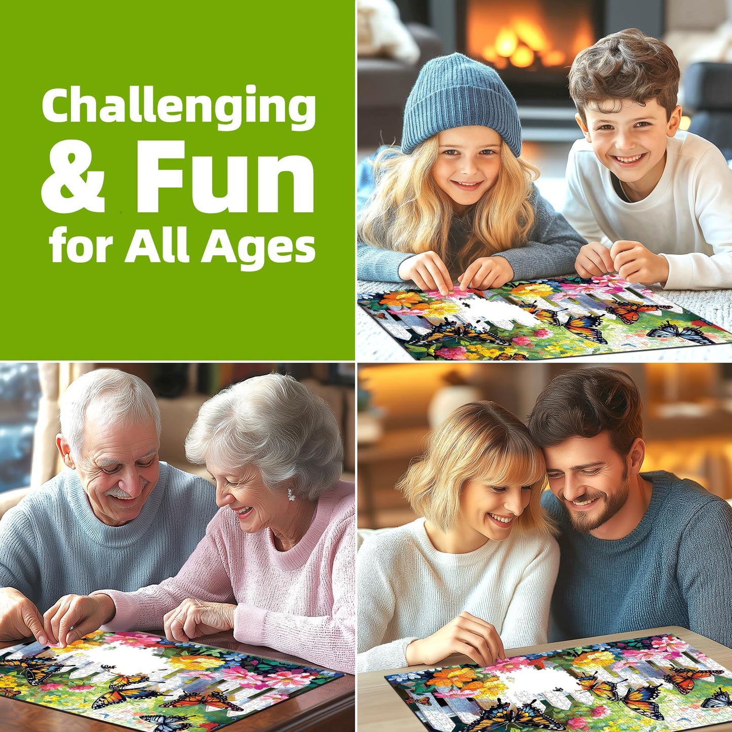 500-Piece Jigsaw Puzzle for mature-themeds Butterfly Garden Spring Colorful Flowers 500pc mature-themed Puzzles Nature-Themed Flower Puzzle Challenging Yet Relaxing Activity Gift for Puzzle Lovers(23 x15 )