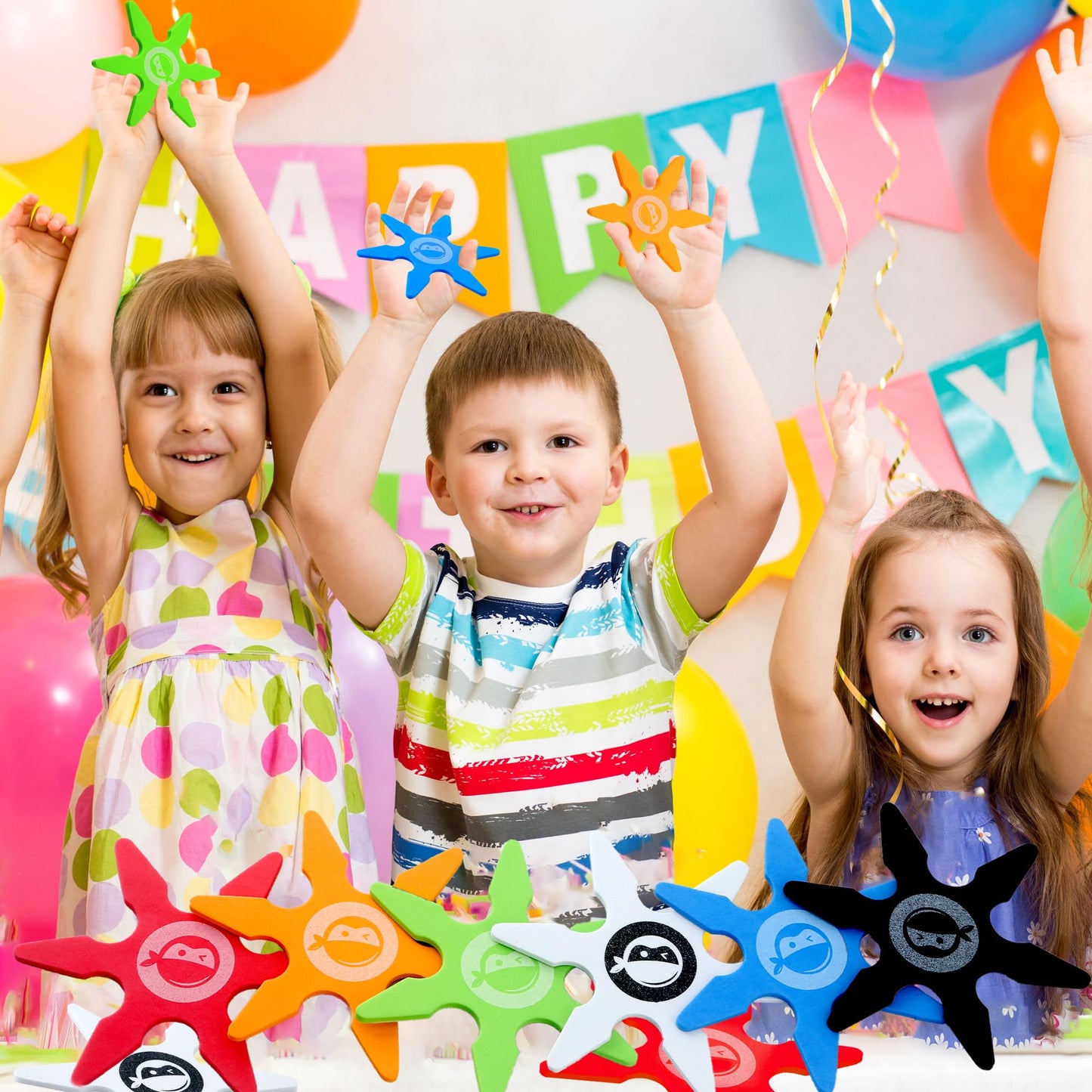 Fahacop 60 Pcs 4 Inch Ninja Throwing Stars Foam Stars Throwing Foam Star Toys for Kids Boys Ninja Theme Party Favors Halloween C