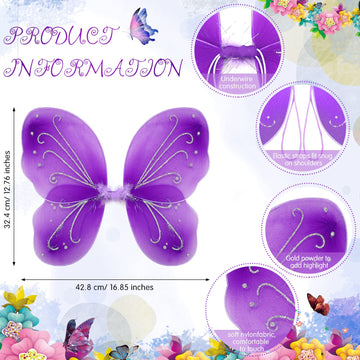 Foaincore 12 Pcs Butterfly Fairy Wings For Girls Dress Up Glitter Fairy Costumes For Sparkle Princess Wings Birthday Party Favors (Multicolor)