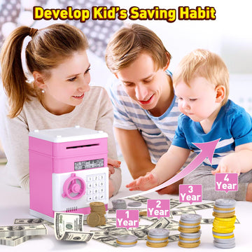 Atm Piggy Bank For Boys Girls, Electronic Money Bank With Password Paper Money Saving Box Coin Can Kids Safe Bank, Birthday Gift Toy For Kids Adults