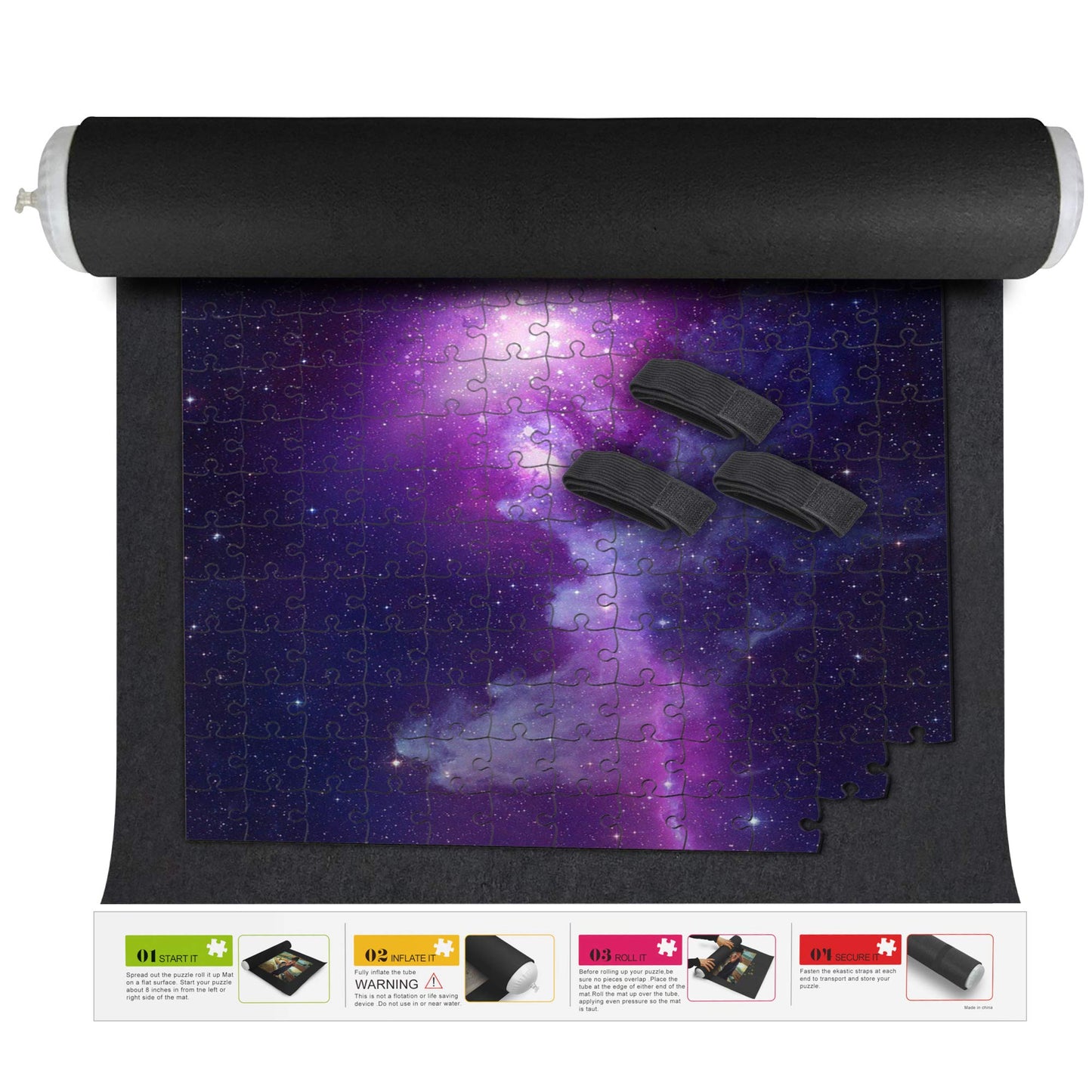 Nessies Playground Puzzle Roll Up Mat - Store And Transport Jigsaw Puzzles Up To 1500 Pieces - 46'' X 26'' Felt Mat, Inflatable