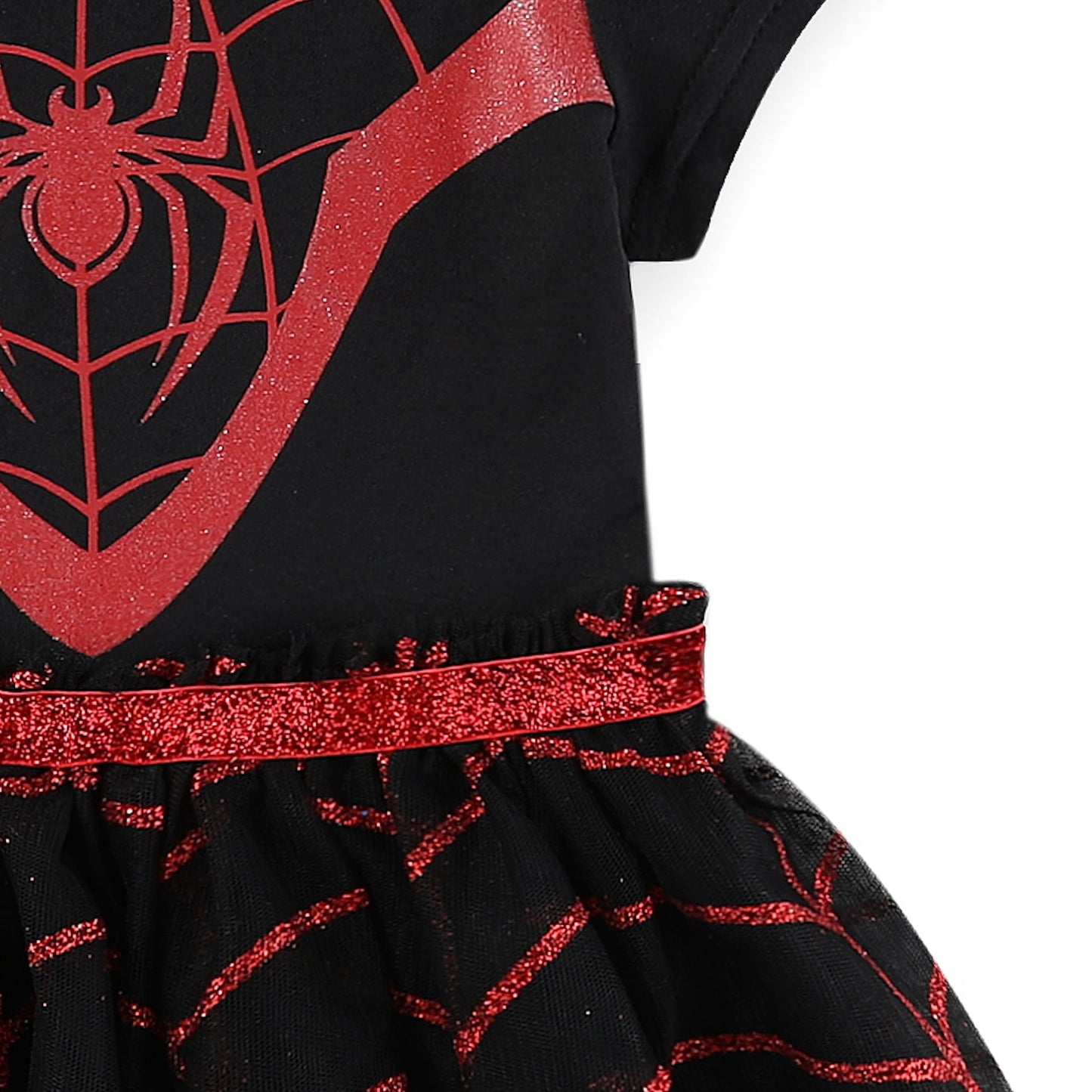Marvel Miles Morales Spider-Man Girls Hooded Cosplay Tulle Dress For Toddlers