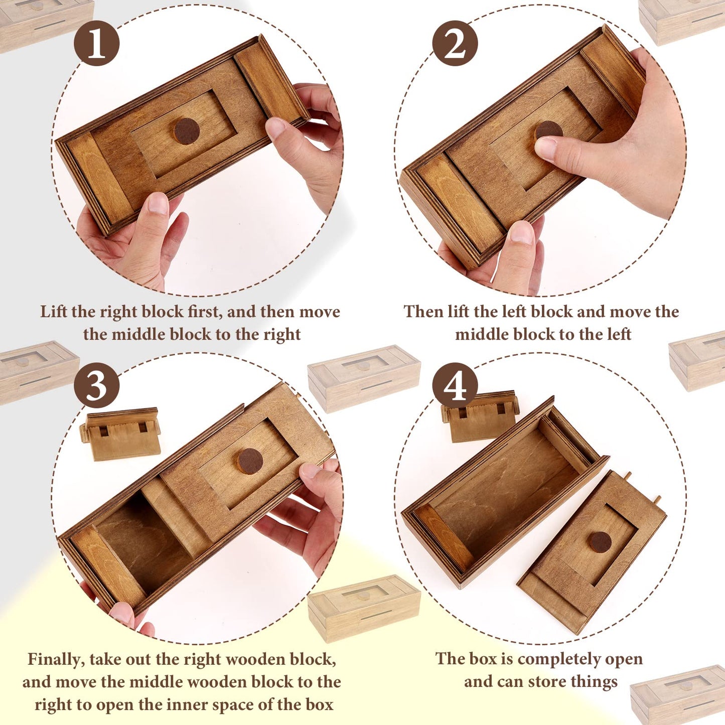 Puzzle Box 6 Pack Wooden Secret Puzzle Box With Hidden Compartment 3D Brain Teaser Magic Drawers Secret Magic Box Wooden Box Puzzle Case Difficult Puzzle Box Gift Card Puzzle Box For Adults And Kids
