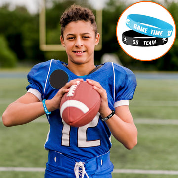 Lesnala 48 PCS Football Silicone Wristband Rugby Bracelets for Kids and Adults Motivational Sports Themed Party Supplies Classro