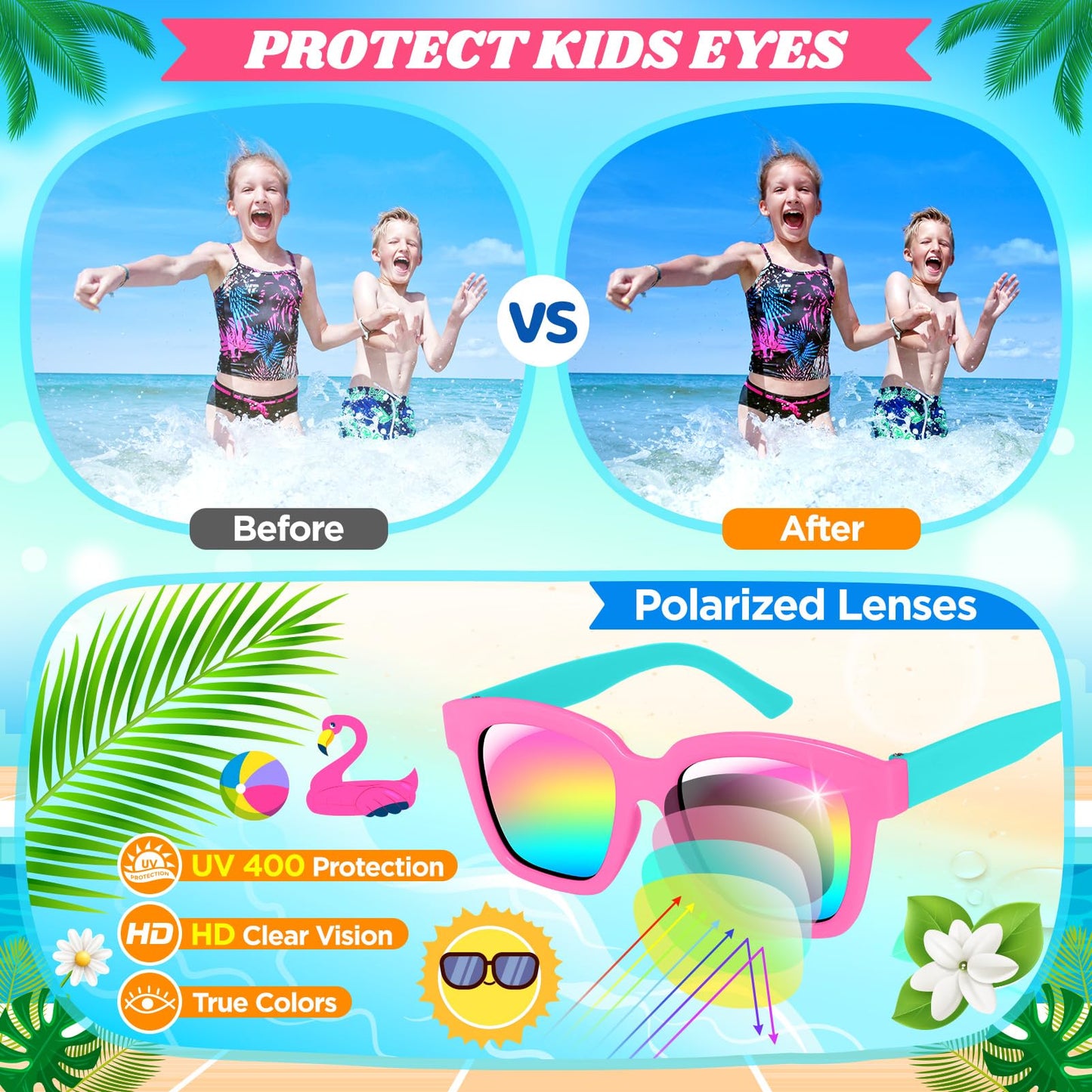 Luucio 16 Pack Kids Sunglasses Bulk, Kids Sunglasses Party Favor With Uv400 Protection, Party Favors For Kids Goodie Bags, Summer Beach Party Favors, Pool Party Favors For Kids Age 3-8