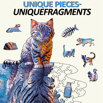 Wudhank Wooden Puzzles for mature-themed Cat Tiger Wooden Jigsaw Puzzles Unique Shape Wooden Jigsaw Puzzle Best Gift for Family Game (M-11.4 * 8.7in-155pcs)