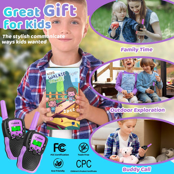 Vvinca Walkie Talkies For Kids, Rechargeable Walkie Talkie Toy Gift For 3-12 Year Old Girl Boy With 22 Channel 2 Way Radio Flash