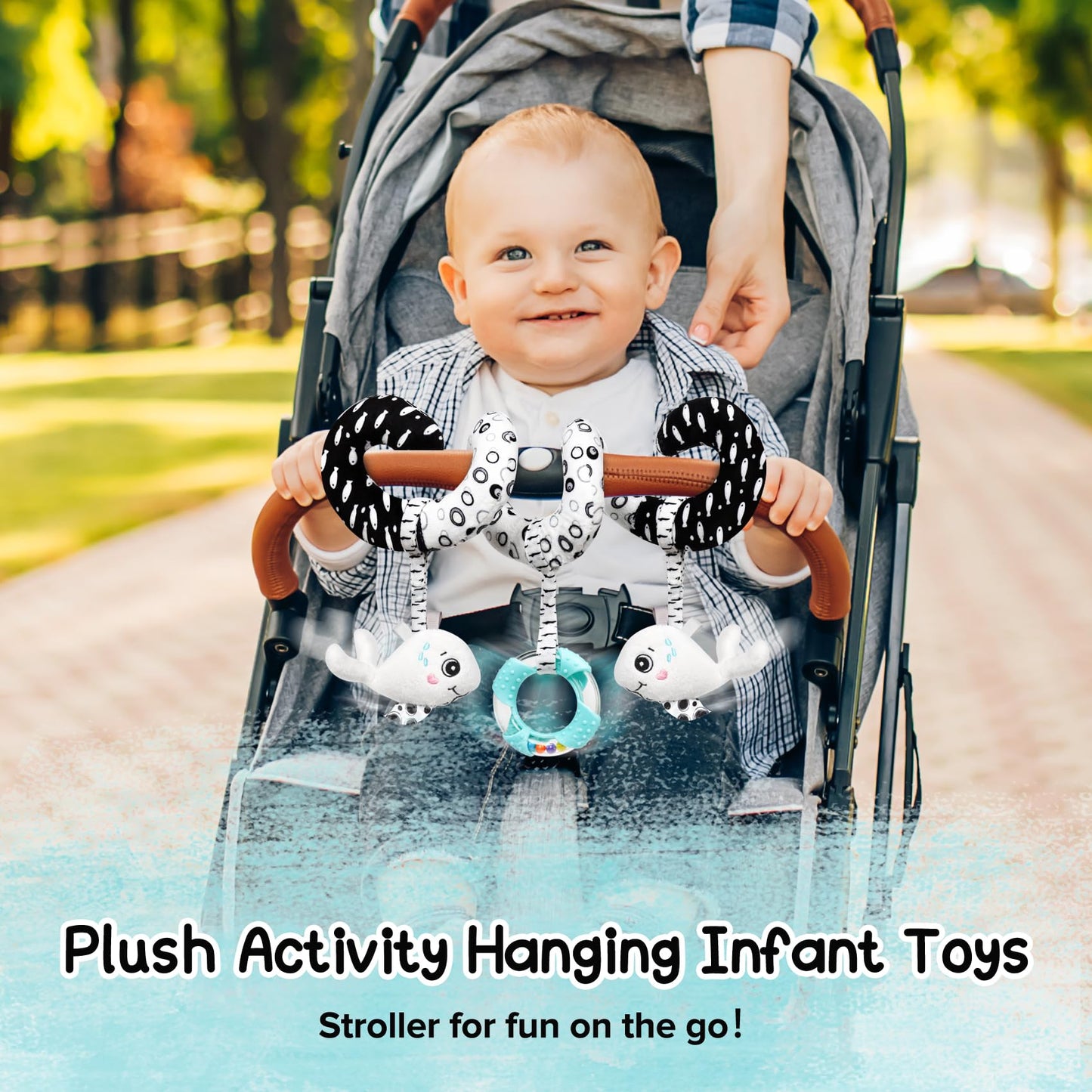 Gkdoms Baby Spiral Hanging Stroller And Car Seat Toys Black And White High Contrast Sensory Toy Newborn Plush Activity Toys Party Favors Quality Gifts For Baby Shower Easter Basket Stuffers -Whale