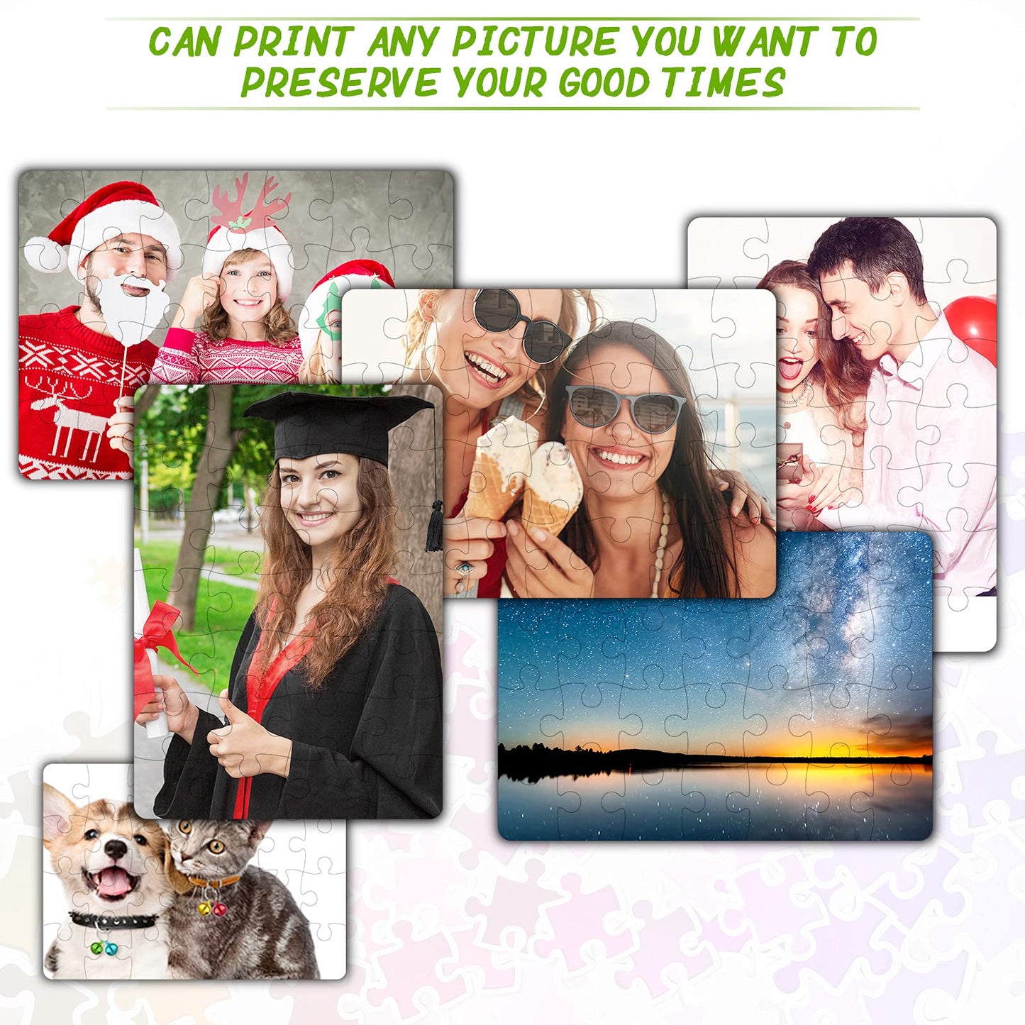 Sumind 10 Sets Blank Sublimation Puzzle Jigsaw Rectangle Heart Shaped White Diy Custom Puzzle Heat Press Thermal Transfer Pearl(A5-28 Rectangle)