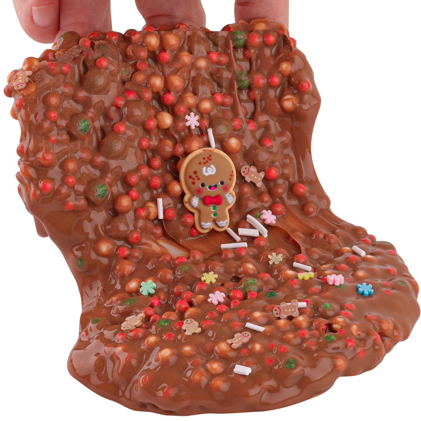 Gingerbread Man Brown Foam Slime - Christmas Stocking Stuffers For Kids, Good Stretchy & Non-Sticky Crunchy Slime Sensory Toys F