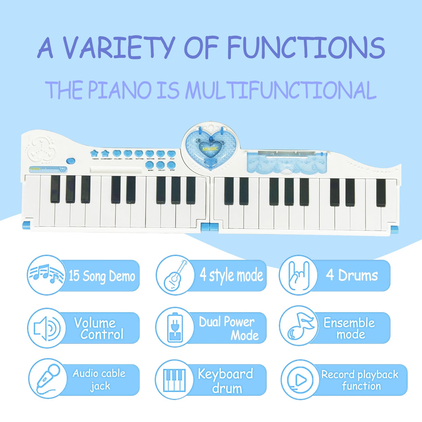 Veiuwa Kids Keyboard Piano - 40 Keys Kids Piano Multifunction Music Educational Instrument Toy Keyboard Piano For 3, 4, 5, 6, 7,