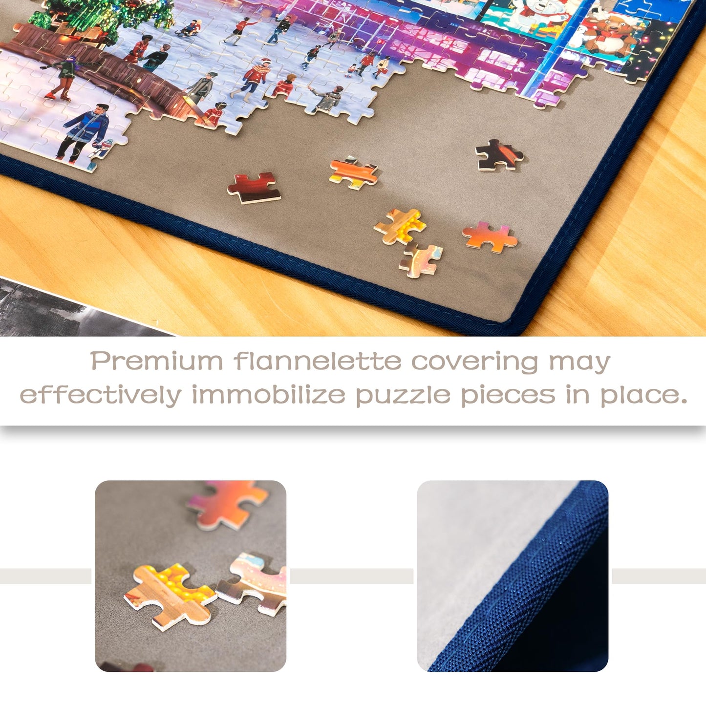 Tektalk Foldable Jigsaw Puzzle Board, Portable Mat with Dustproof Cover, Non-Slip, 1000 Pieces, Model WGPTB007, Gray