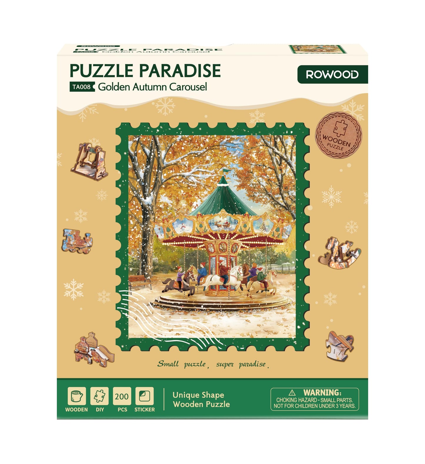 Rowood Golden Autumn Carousel Jigsaw Puzzles for Adults,DIY Craft Kits Building Set,Birthday for Mom/Women