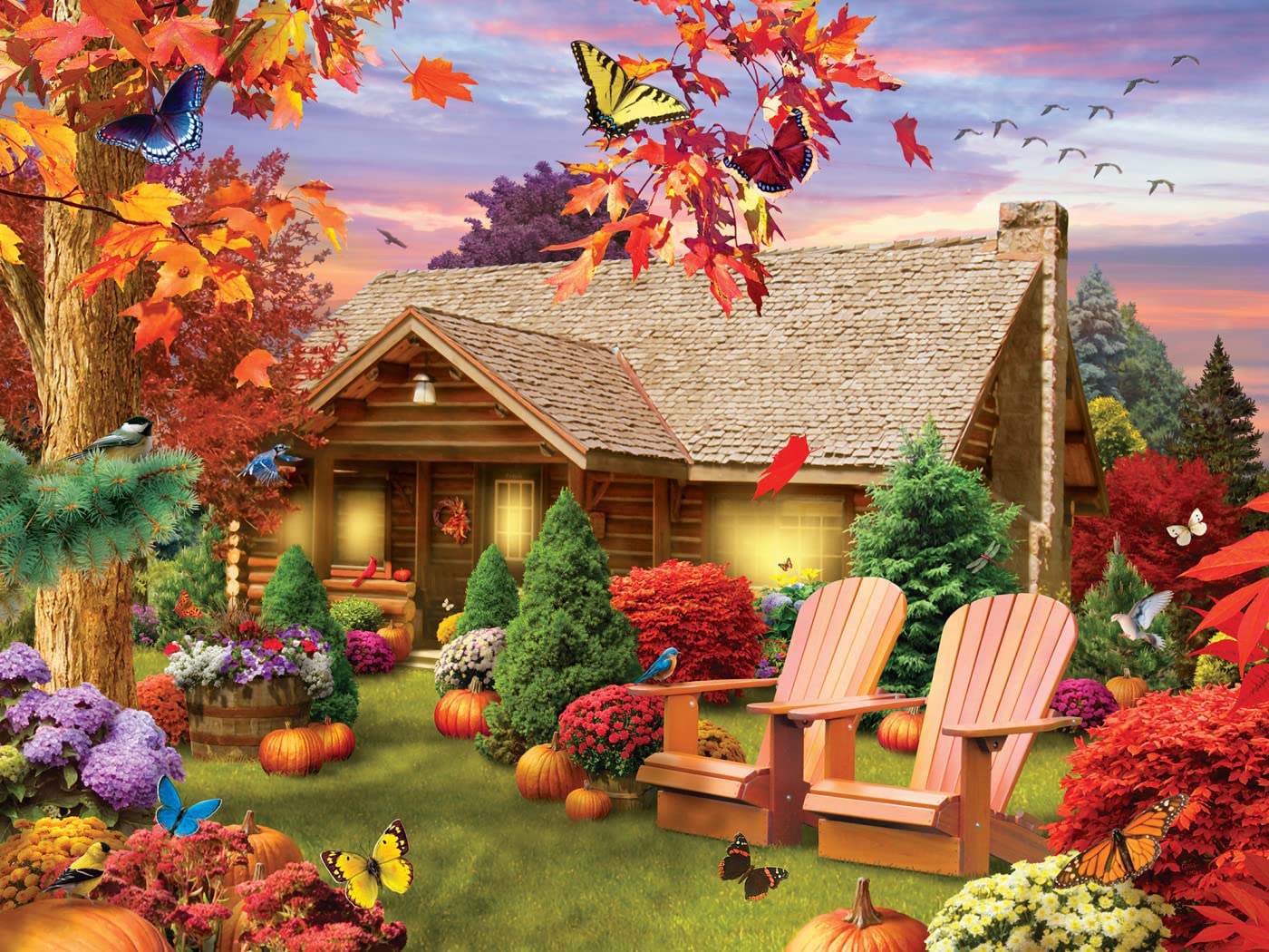 MasterPieces - 300 Piece Jigsaw Puzzle, Large EZ Grip Shapes, Autumn Warmth, Fun for Adults, Seniors, Family, Kids, Non-Glare Fi