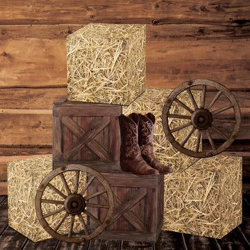 Gameza Western Hay Bales Boxes Decor, Western Cowboy Party Decorations Farm Trunk or Treat Car Hay Bales Wagon Wheel Decorations