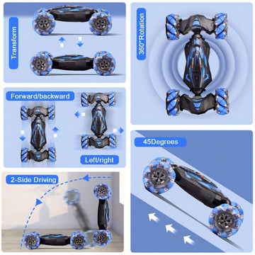 YEMIAI 1:10 Gesture Sensing RC Stunt Car with Lights Music, Hand Controlled RC Car Toys for Age 6-13, Hand Control Drift Remote