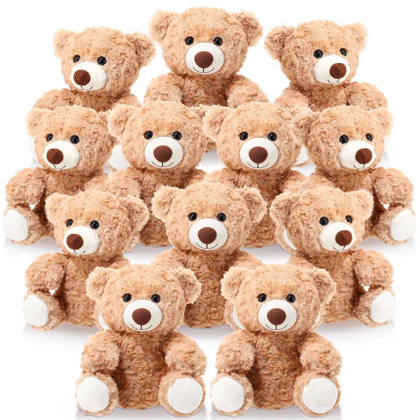 Jenaai 12 Pcs Christmas Bears Bulk 10 Bear Stuffed Animal Baby Shower Decorations Small Stuffed Plush Toys Gifts for Girls Boy