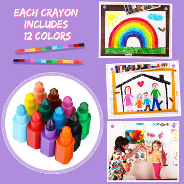 Gersoniel 36 Pieces Stacking Colored Crayons 12 Colors Diy Rainbow Pencils For Kids Stackable Colorful Stacker Crayon Buildable Crayons Party Favors For Office School Supplies