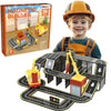 Car Road Track Magnetic Tiles & City Construction Builder Set With Crane And Figures - Stem Building Blocks Toy For Toddler Pres