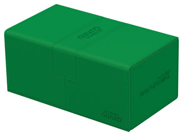Ultimate Guard Twin Flip'N'Tray 200+, Deck Case For 200 Double-Sleeved Tcg Cards + Dice Tray, Green, Independent Magnetic Closure & Microfiber Inner Lining