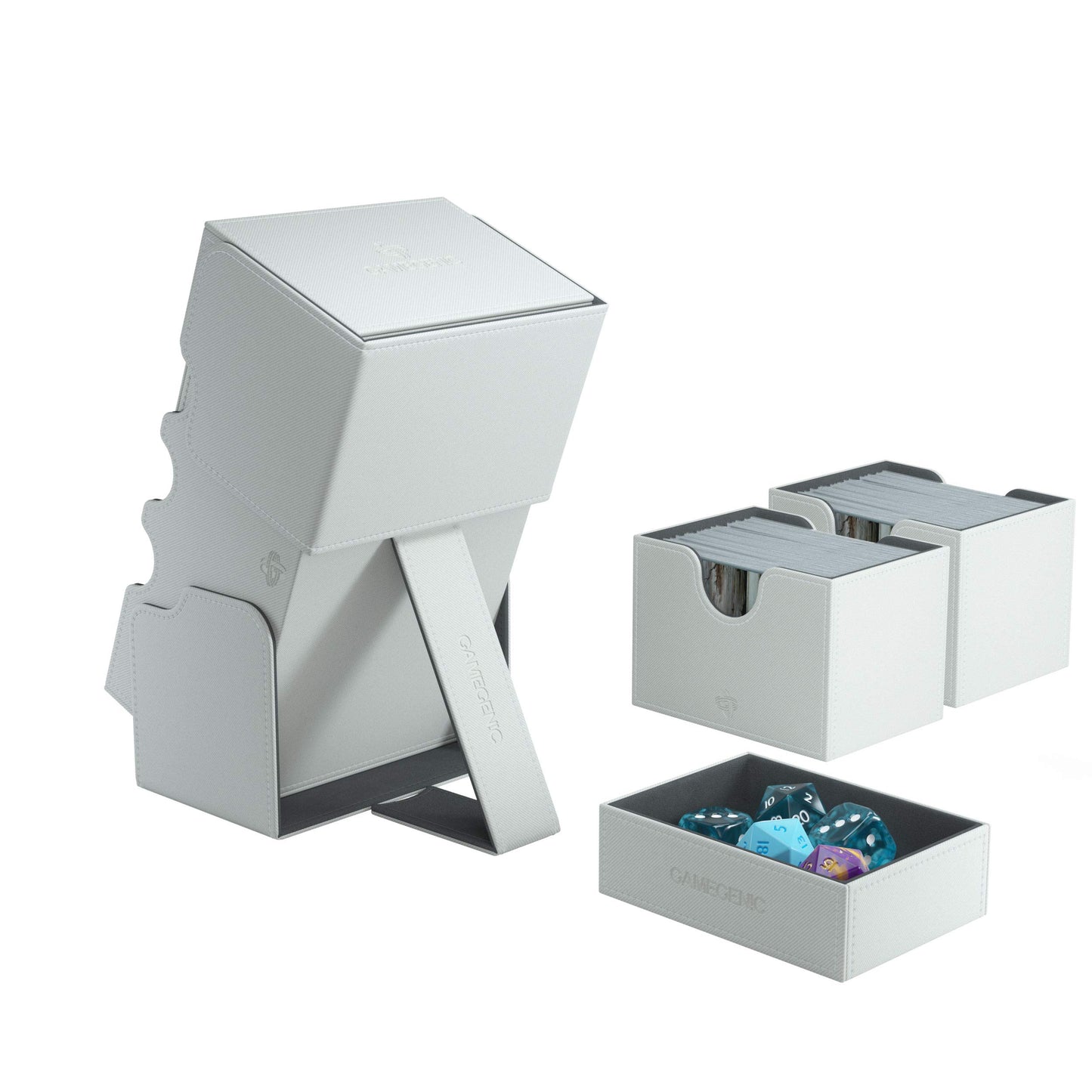GameGenic Card Deck Box - Deck Convertible White 200CT - Durable and Sturdy TCG, OCG Card Storage - Compatible with Pokemon Yugi