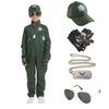 Zoruis Pilot Costume For Children, Top Air Force Aircraft Cosplay Costume With Cap, Glasses, Gloves, Pendant For Halloween Party