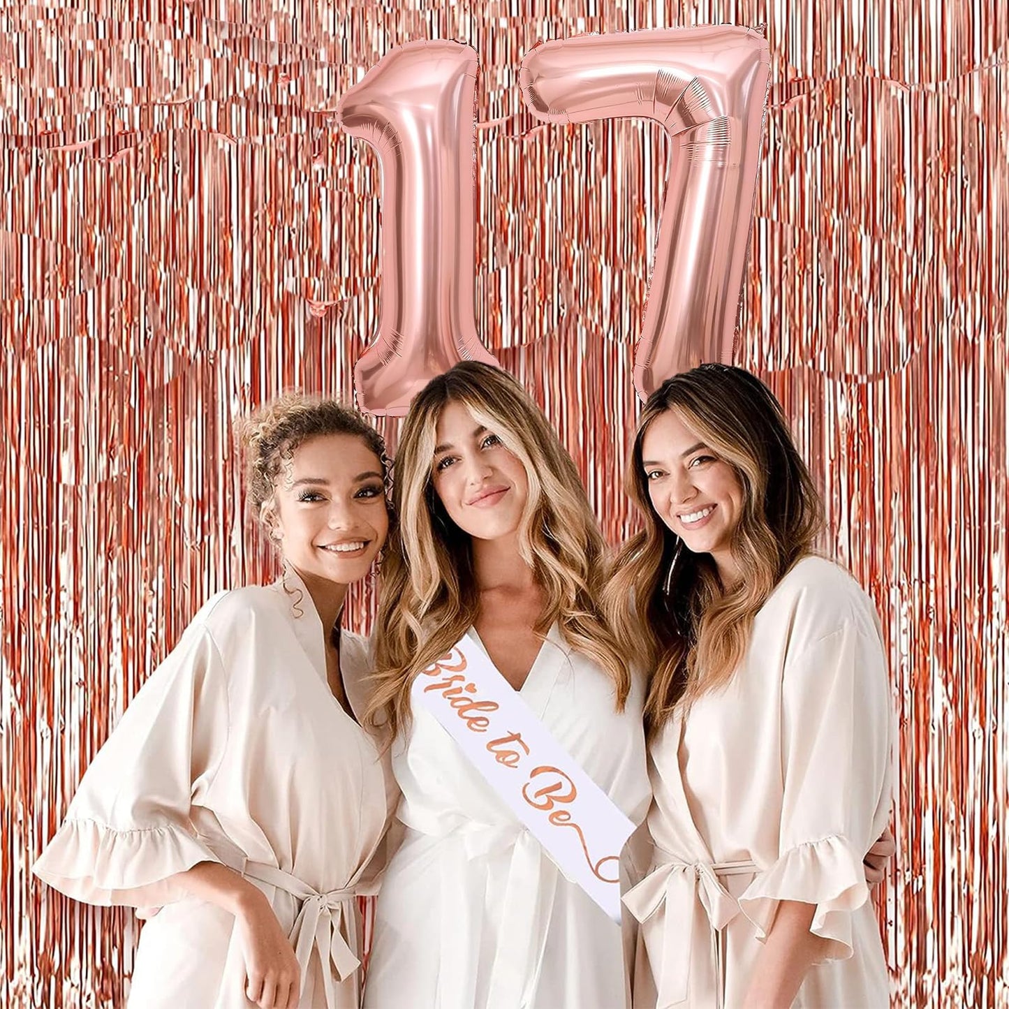 DTDO 17" Rose Gold Number Balloon - 40 Inch Big Foil Mylar for 17th Birthday Party Decorations and Events Supplies