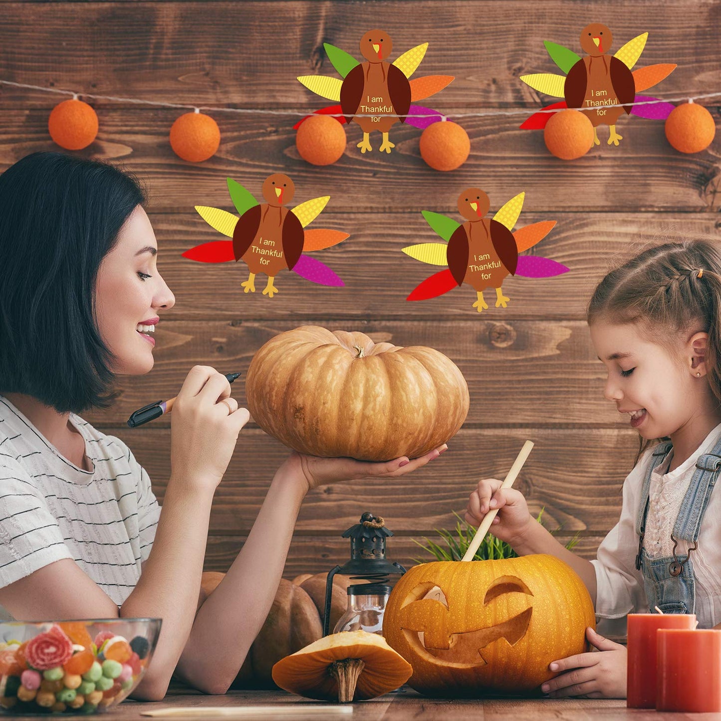Gejoy 56 Pieces Thanksgiving Turkey Craft Kits Diy Turkey Thanksgiving Party School Activities Decoration Supplies, Makes Up To 8 Turkeys
