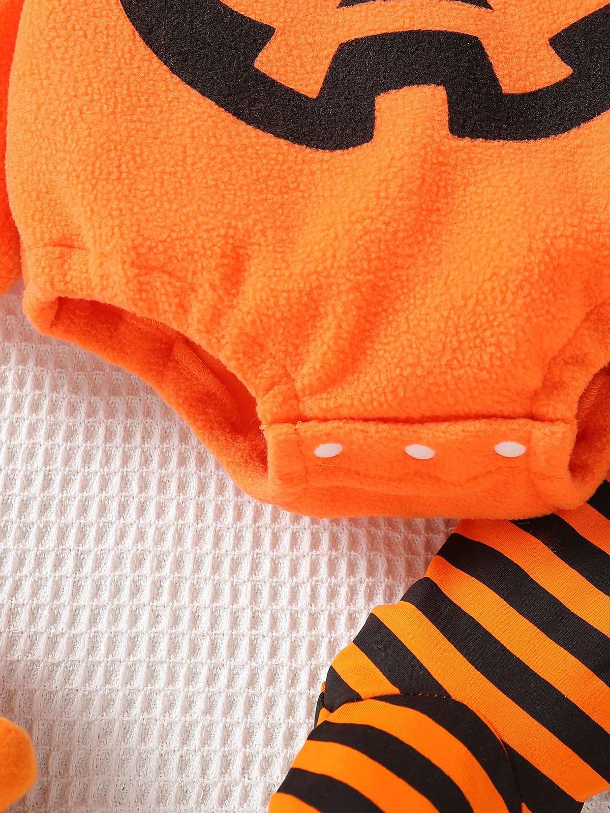 WOLBAY 2Pcs Infant Halloween Pumpkin Costume Set, Fleece Hoodie Romper & Cotton Pants, 3-6 Months, Orange-A for Baby Boy Girl