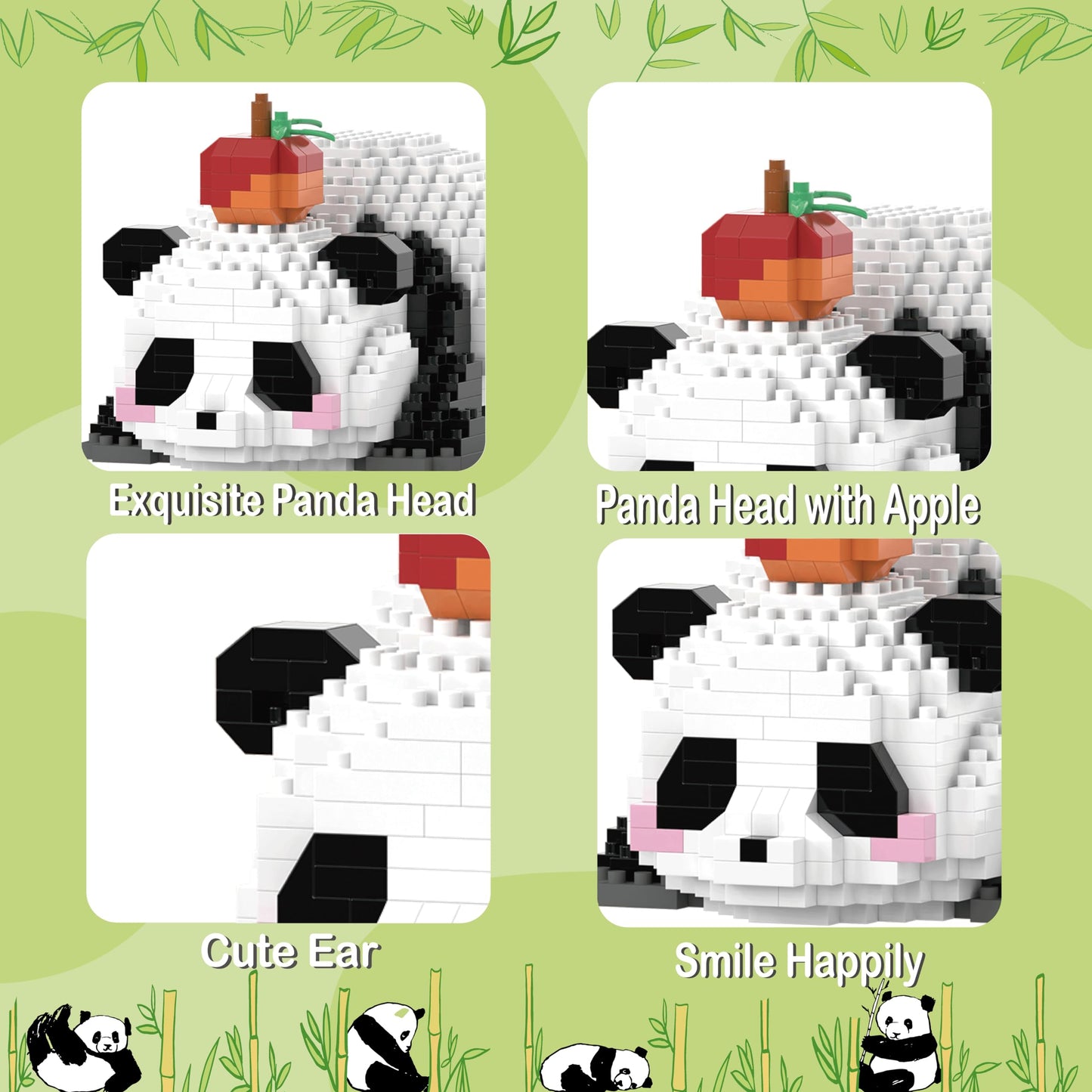 Mjddja Mini Building Blocks- Lying Panda With Fruit, Party Favors- Micro Blocks Panda Toy For Kids 6 7 8 9 10+, Mini Blocks Buil