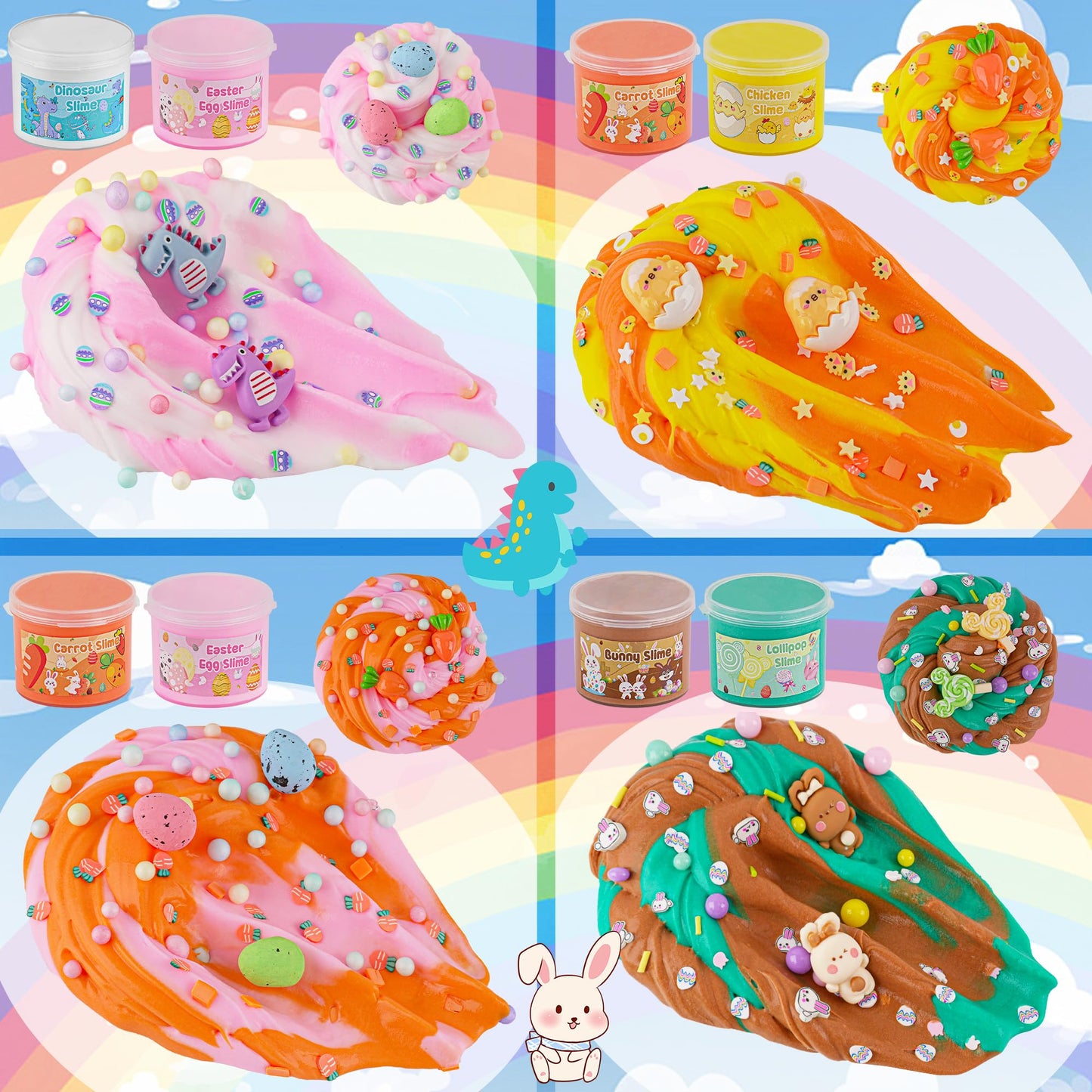 Lawoho Butter Slime Kit Easter Basket Stuffers - 6 Prefilled Easter Eggs With Butter Slime & Cute Slimes Add-Ins, Soft & Non Sti