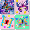 xackcme 4 Pack Butterfly Paint by Number Kits for Kids, 8x8inch, Easy DIY Acrylic Painting, Includes Wooden Frame, Ages 4-12