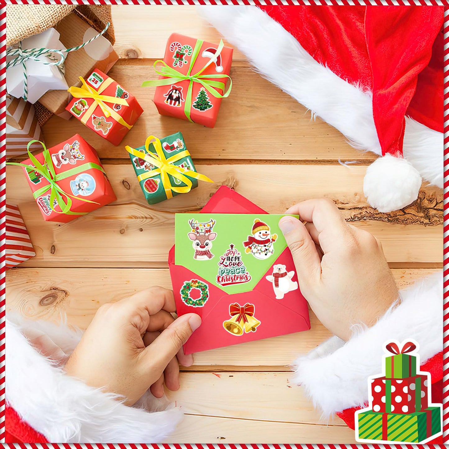 Julbear Christmas Foam Sticker, 300Pcs Winter Bulk Colorful Printing Self-Adhesive Campus Themed Foam Stickers For Kids Christma