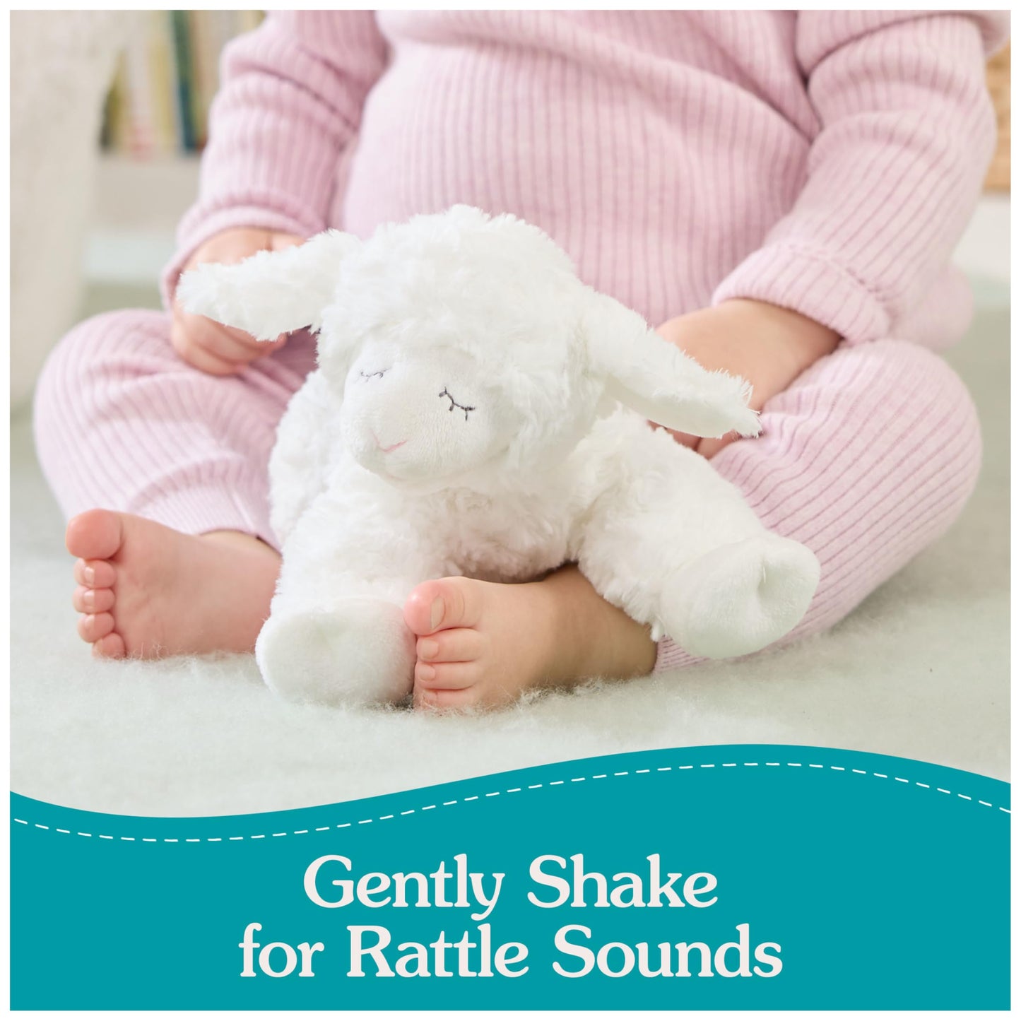 Gund Baby Sustainable Lamb Rattle, Winky Lamb Stuffed Animal, Plush Made From 100% Recycled Materials, Plush Rattle Sensory Toy