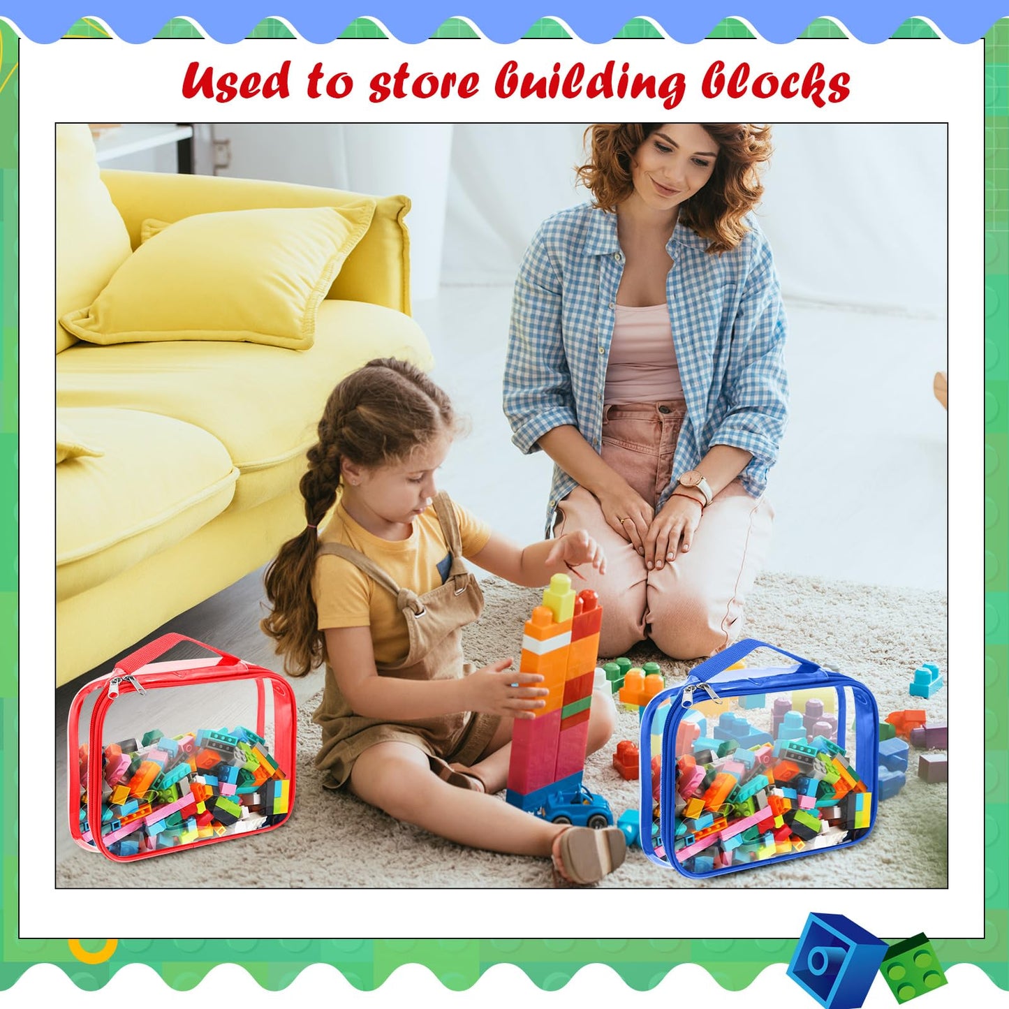 Sanwuta 3 Packs Toy Storage Bags With Zipper, Clear Pvc Organizing Bags, Waterproof Toy Bags For Board Games, Building Blocks, T
