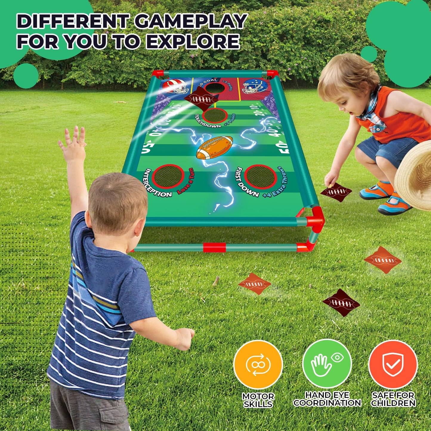 Bean Bag Toss Game For Kids, Outside Toys For 3 4 5 6 7 8 Years Old Boys Girls, Fun Outdoor Activities Game For For Family Party, Ideal Birthday For Ages 4-8 Toddlers