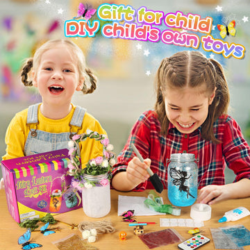 Alritz Fairy Lantern Craft Kit - DIY Mason Jar Night Light, Multicolor, Glass, Ages 4-11, Creative Garden Decorations