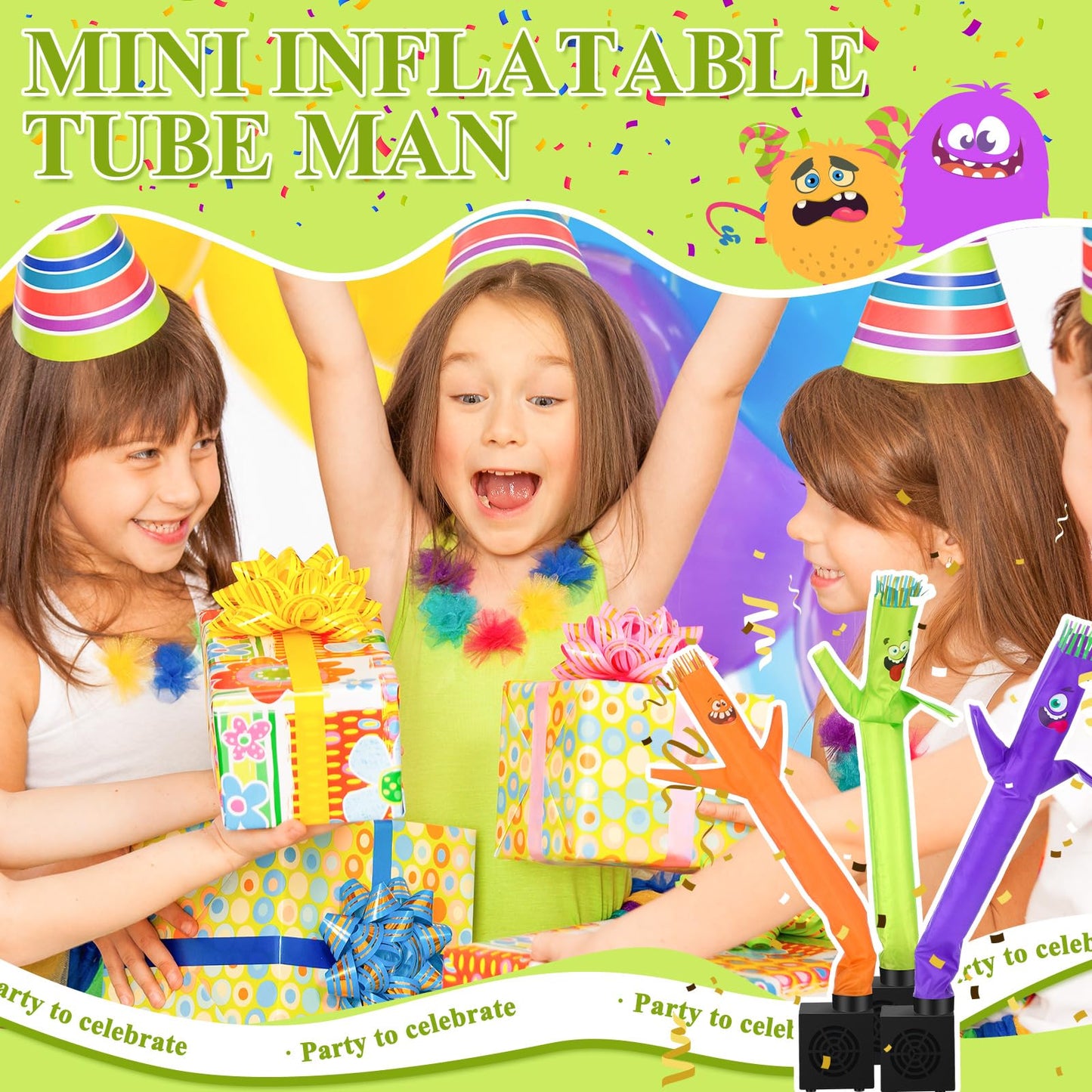 Poen 3 Pcs Winter Mini Inflatable Tube Man Gift Wacky Waving Inflatable Tube Guy With Blower Desktop Mini Dancer Tubes Man Gift For Winter Man Women Birthday Party Decoration(Funny)