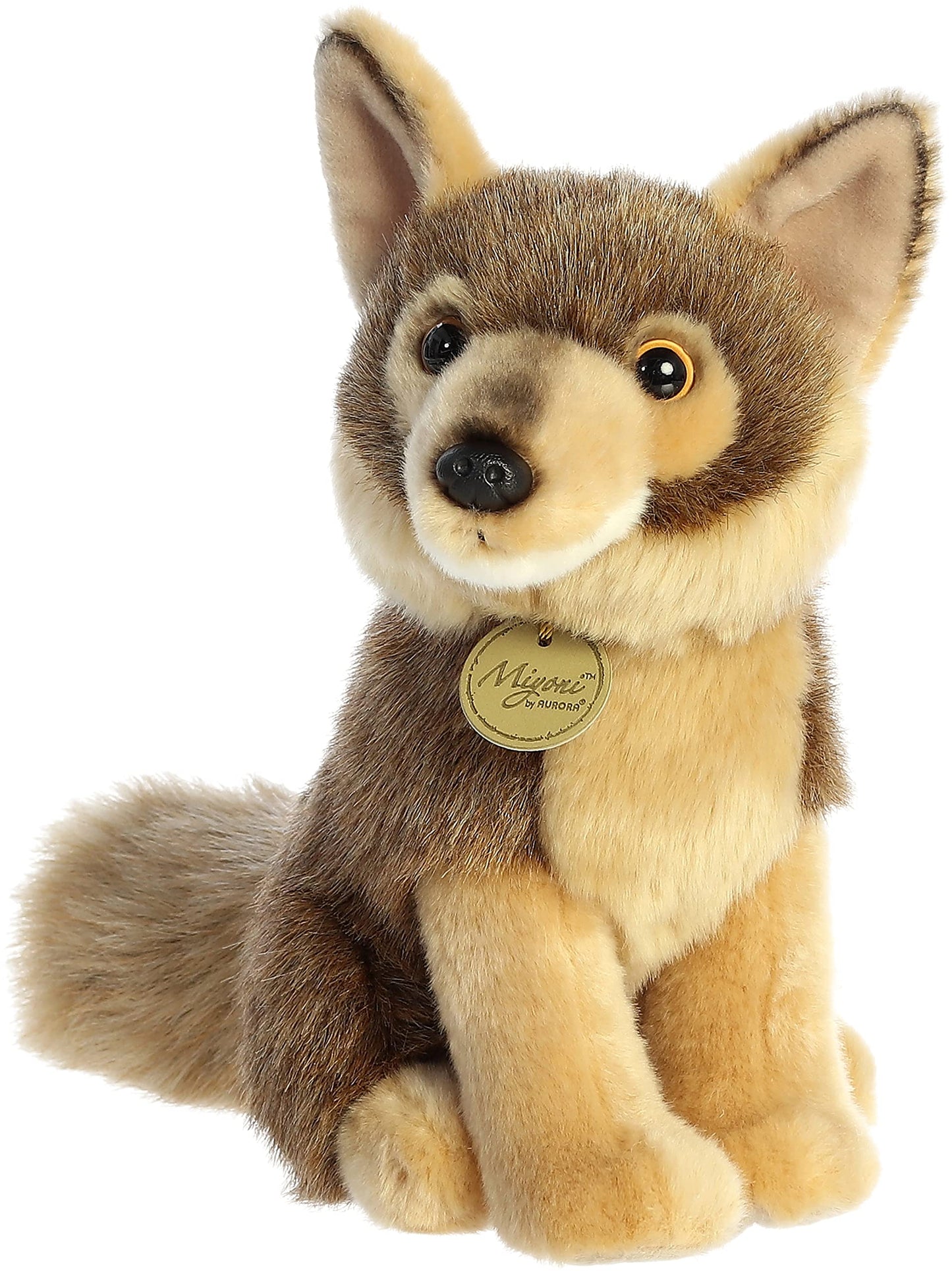 Aurora Realistic Miyoni Coyote Stuffed Animal - Lifelike Detail - Cherished Companionship - Brown 9.5 Inches