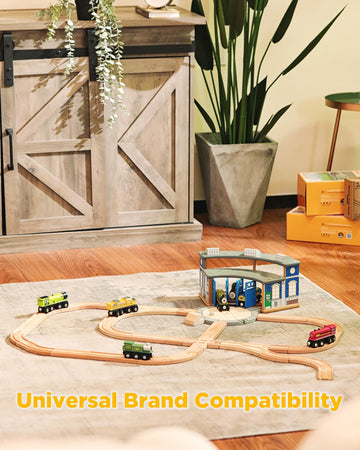 Sainsmart Jr. Wooden Train Track 24Pcs, Track Expansion Compatible With All Major Brands Toddler Railway Toy Train Set Boys Trai